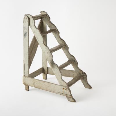 Antique French Library Ladder 19th Century Original Paint