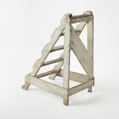 Antique French Library Ladder 19th Century Original Paint