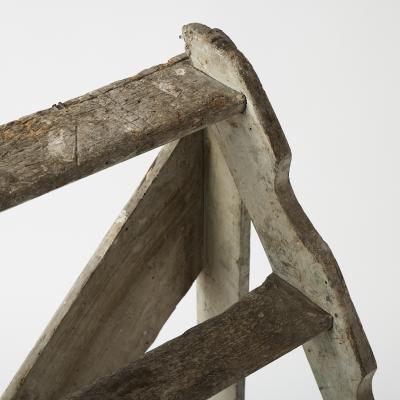 Antique French Library Ladder 19th Century Original Paint