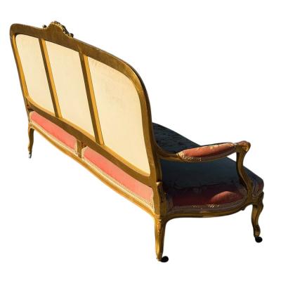 Antique French Louis XV Style Giltwood Aubusson Tapestry Canap Sofa