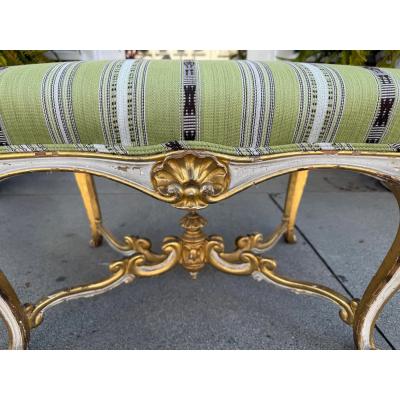 Antique French Louis XV Style Ottoman Footstool Bench