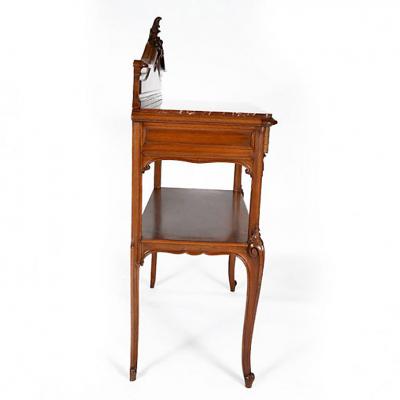 Antique French Louis XV Walnut Marble Top Server Buffet