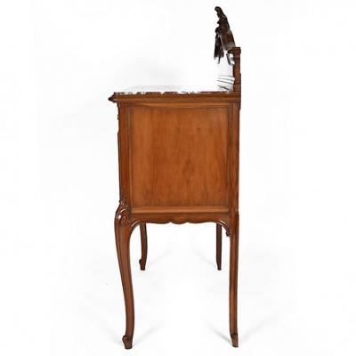 Antique French Louis XV Walnut Marble Top Server Buffet