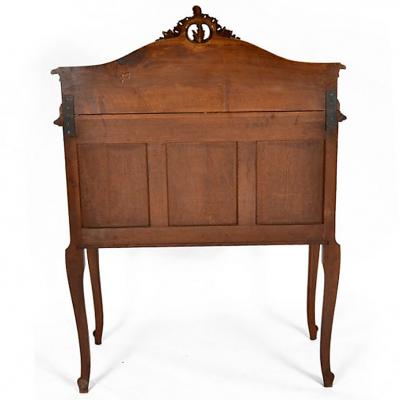 Antique French Louis XV Walnut Marble Top Server Buffet