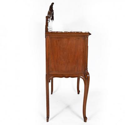 Antique French Louis XV Walnut Marble Top Server Buffet