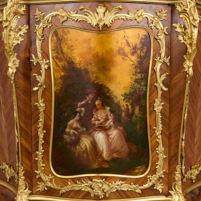 Antique French Louis XV style ormolu and Vernis Martin mounted cabinet