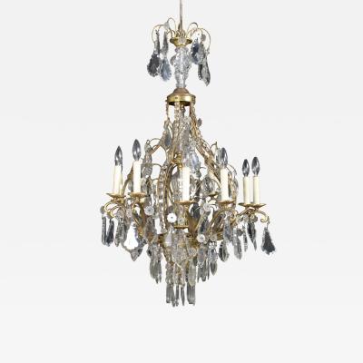 Antique French Louis XVI Bronze Crystal Chandelier