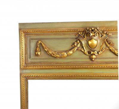 Antique French Louis XVI Style Gilt wood Painted Pier Mirror Late 19th Century