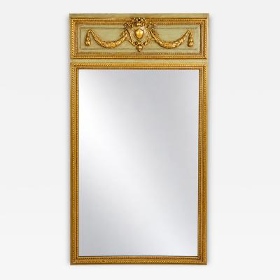 Antique French Louis XVI Style Gilt wood Painted Pier Mirror Late 19th Century