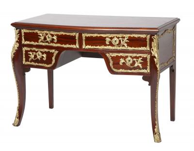 Antique French Louis XVI Style Mahogany Bureau Plat with Ormolu Bronze Mounts