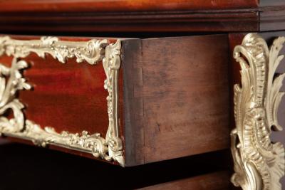 Antique French Louis XVI Style Mahogany Bureau Plat with Ormolu Bronze Mounts