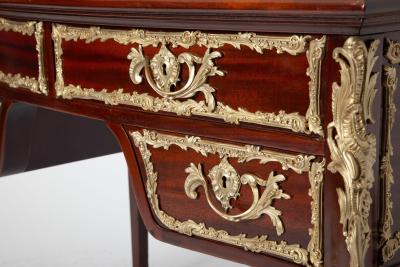 Antique French Louis XVI Style Mahogany Bureau Plat with Ormolu Bronze Mounts