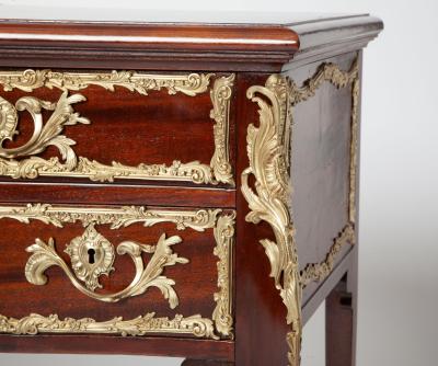 Antique French Louis XVI Style Mahogany Bureau Plat with Ormolu Bronze Mounts