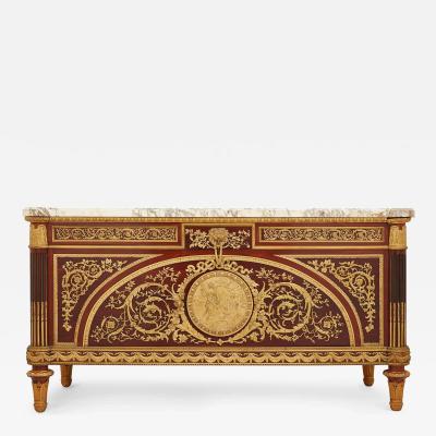 Antique French Louis XVI style ormolu mounted commode after Benneman