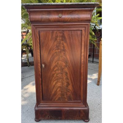 Antique French Mahogany Marble Top Nightstand End Table Cabinet