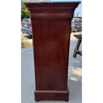 Antique French Mahogany Marble Top Nightstand End Table Cabinet