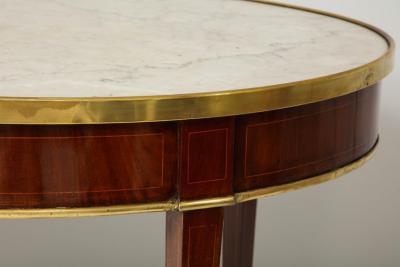 Antique French Mahogany Oval Marble Top Bouillote Table on Tapered Legs