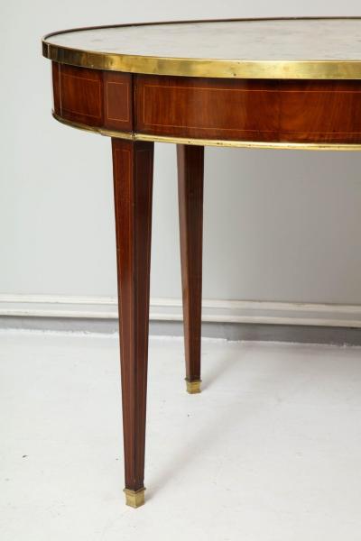Antique French Mahogany Oval Marble Top Bouillote Table on Tapered Legs