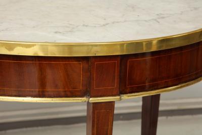 Antique French Mahogany Oval Marble Top Bouillote Table on Tapered Legs