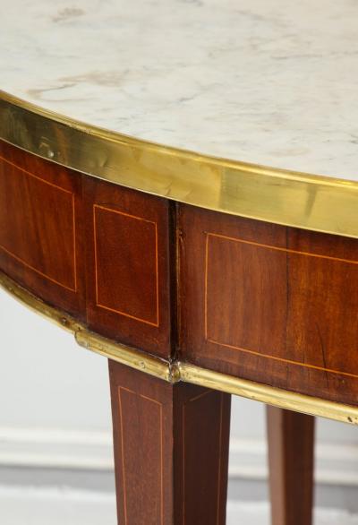 Antique French Mahogany Oval Marble Top Bouillote Table on Tapered Legs