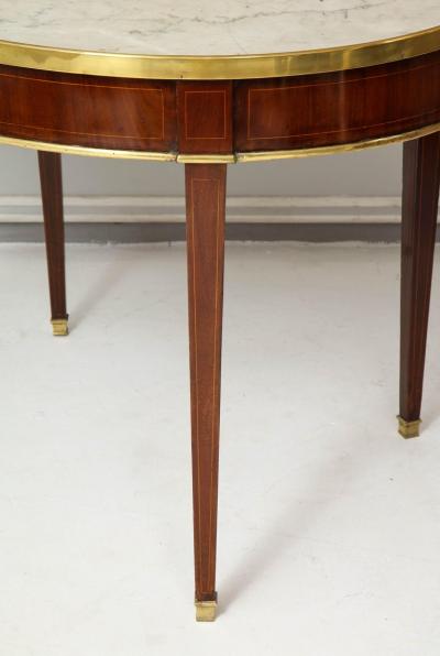 Antique French Mahogany Oval Marble Top Bouillote Table on Tapered Legs