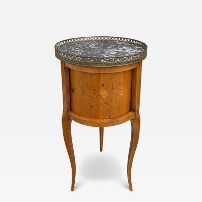 Antique French Marble Top Satinwood Inlaid Side Table