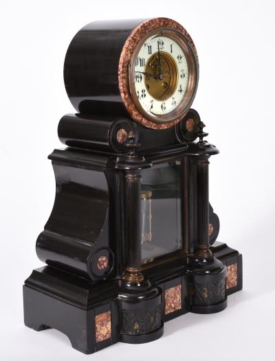 Antique French Marble and Bronze Mantle Clock