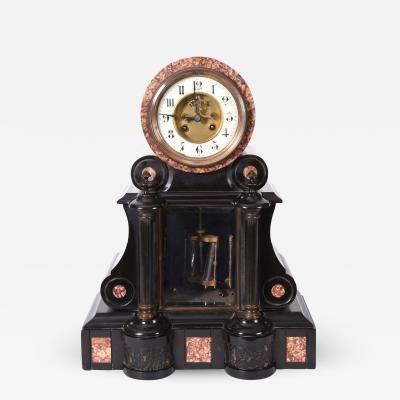 Antique French Marble and Bronze Mantle Clock