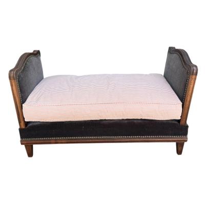 Antique French Mohair Petite Daybed W Ratchet Sides