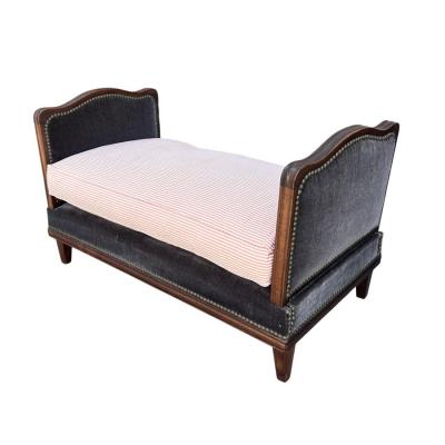 Antique French Mohair Petite Daybed W Ratchet Sides