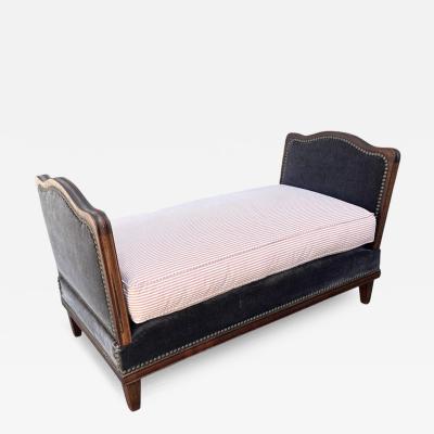 Antique French Mohair Petite Daybed W Ratchet Sides