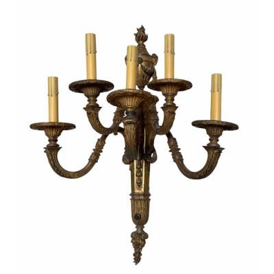 Antique French Neoclassical Gilt Bronze 5 Arm Light Sconce 1 of 2