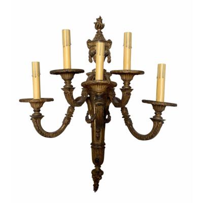 Antique French Neoclassical Gilt Bronze 5 Arm Light Sconce 1 of 2