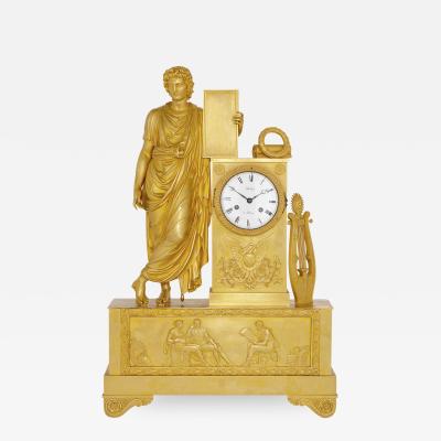 Antique French Neoclassical style ormolu mantel clock