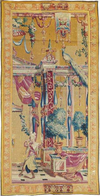 Antique French Panel Tapestry 3 11 x 7 8 