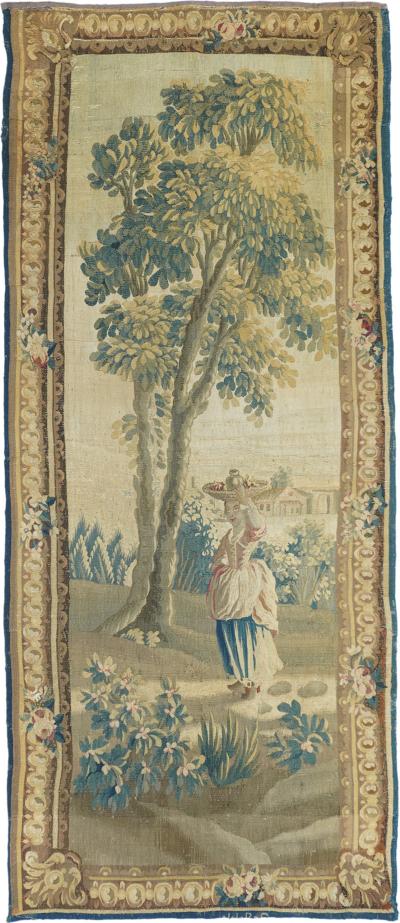 Antique French Panel Tapestry 3 8 x 8 10 