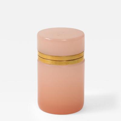 Antique French Pink Cylindrical Opaline Box Early 20th C 