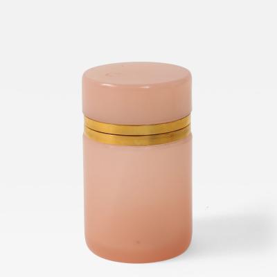 Antique French Pink Cylindrical Opaline Box Early 20th C 