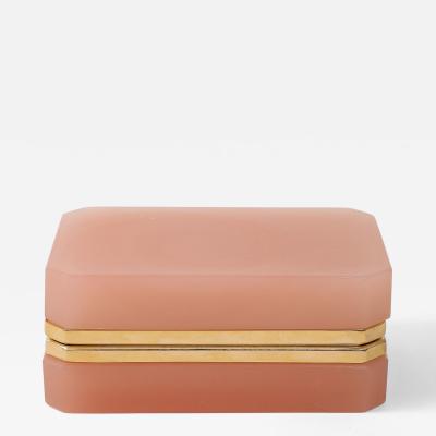 Antique French Pink Opaline Rectangular Box with Hinge 1910