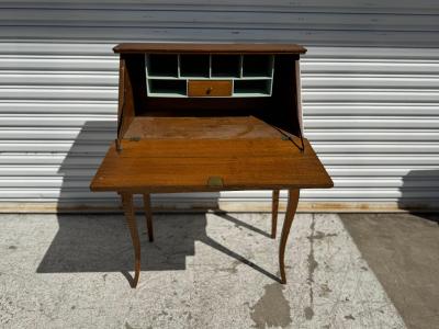 Antique French Provencial Style Quarter Sawn Oak Drop Front Secretary