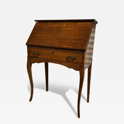 Antique French Provencial Style Quarter Sawn Oak Drop Front Secretary