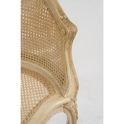 Antique French Provincial Bleached Mahogany Double Cane Corner Chair