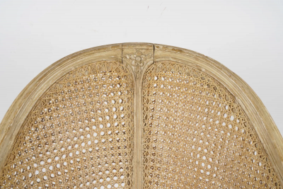 Antique French Provincial Bleached Mahogany Double Cane Corner Chair