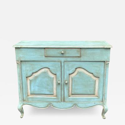 Antique French Provincial Blue Blue Paint Decorated Buffet Cabinet