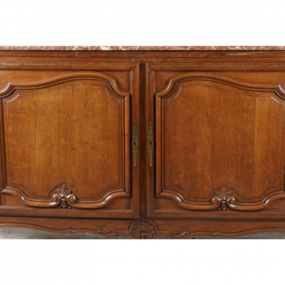 Antique French Provincial Style Marble Top Carved Oak Buffet