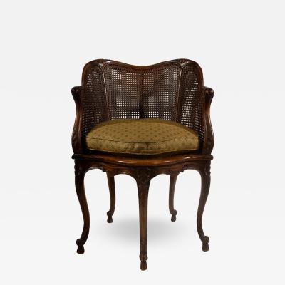 Antique French Regency Double Cane Walnut Chair