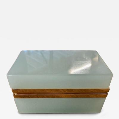 Antique French Robins Egg Blue Opaline Small Rectangular Box 1900
