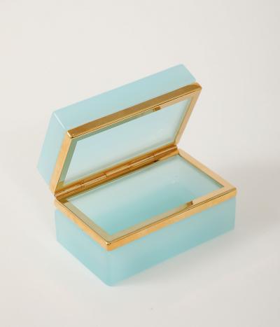 Antique French Robins Egg Blue Opaline Small Rectangular Box 1900