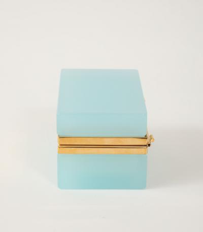 Antique French Robins Egg Blue Opaline Small Rectangular Box 1900