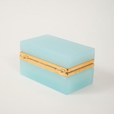Antique French Robins Egg Blue Opaline Small Rectangular Box 1900